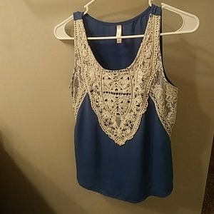 Blue crochet tank
